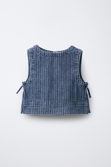 TOP EN DENIM RAYÉ - rayures de Zara