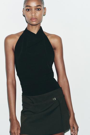 OPEN BACK HALTER BODYSUIT - Black by Zara