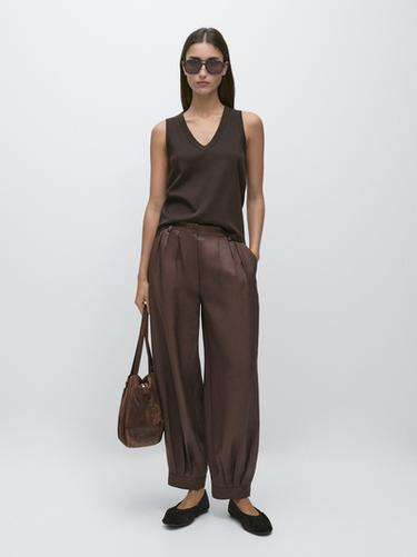 Zara Barrel fit trousers - Brown - Image 0