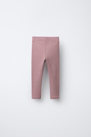 RIBBED LEGGINGS WITH LABEL - Pink / Mauve by Zara - Image 1