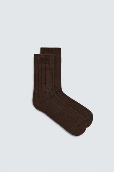 RIBBED SOCKS - Brown by Zara - Image 0