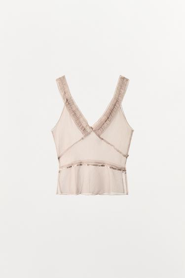 TOP STYLE LINGERIE BOUTONS - Rose craie de Zara - Image 6
