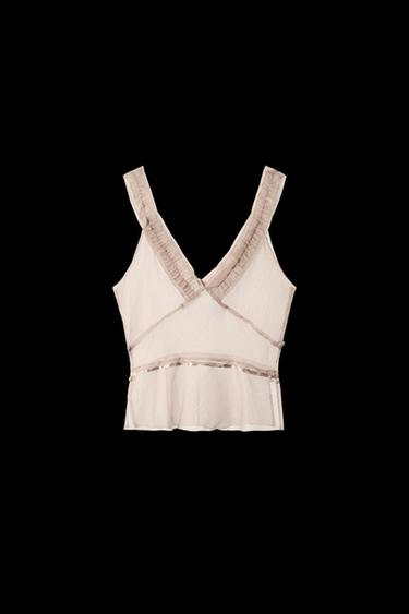 LINGERIE-TOP MIT KNÖPFEN - Pastellrosa von Zara