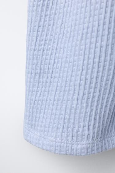 ROBE TEXTURÉE BIMATIÈRE - Bleu clair de Zara - Image 3