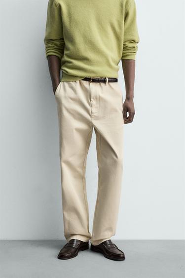 REGULAR FIT CHINO TROUSERS - Light beige by Zara