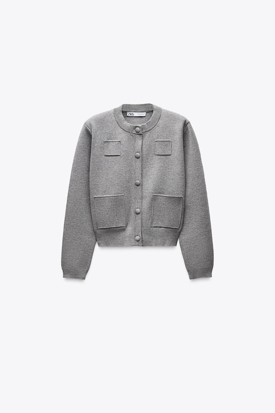 PLAIN KNIT SHOULDER PAD JACKET