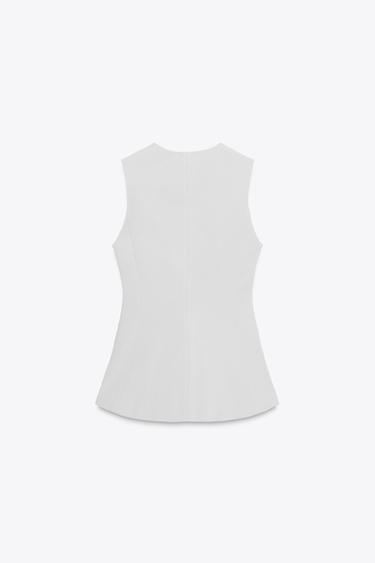 STRETCH COTTON TOP WITH POCKETS - Light grey by Zara - Image 6