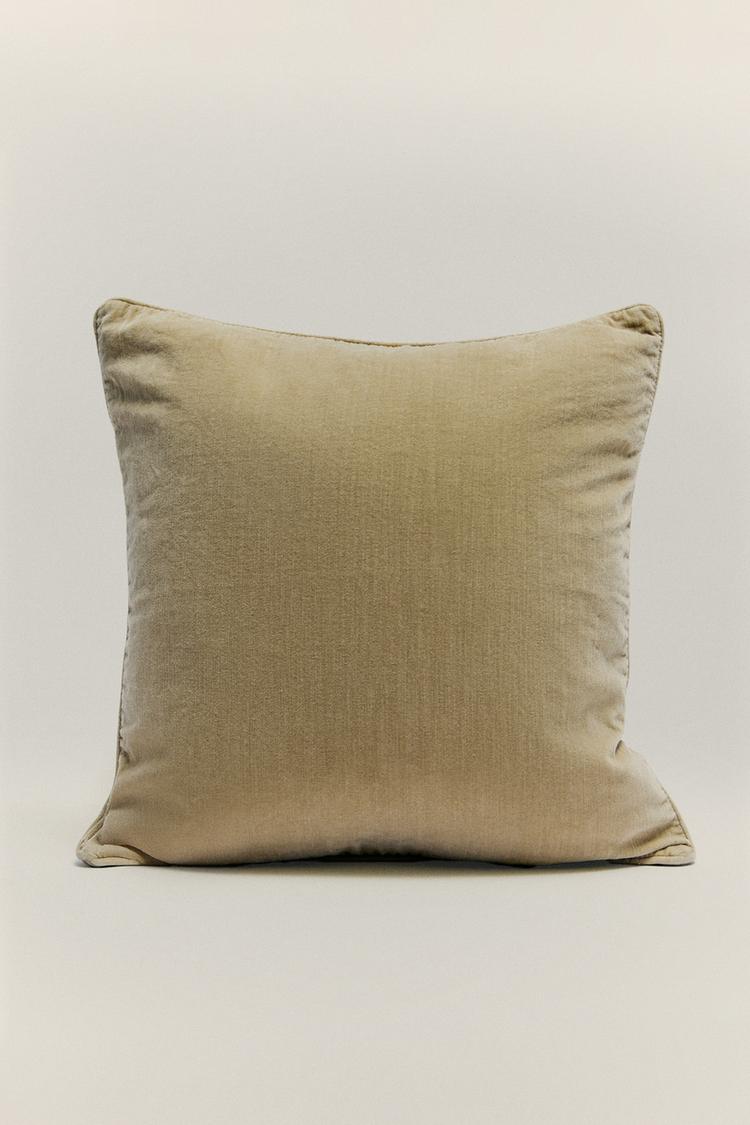 VELVET THROW PILLOW COVER — Vanilla