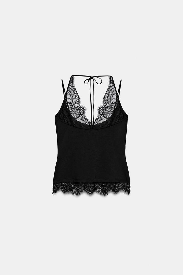 Top halter con borde de encaje 7