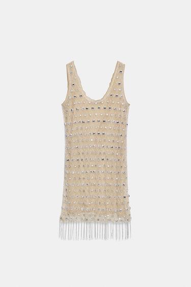 JEWEL BEADED MINI DRESS - Silver by Zara - Image 5