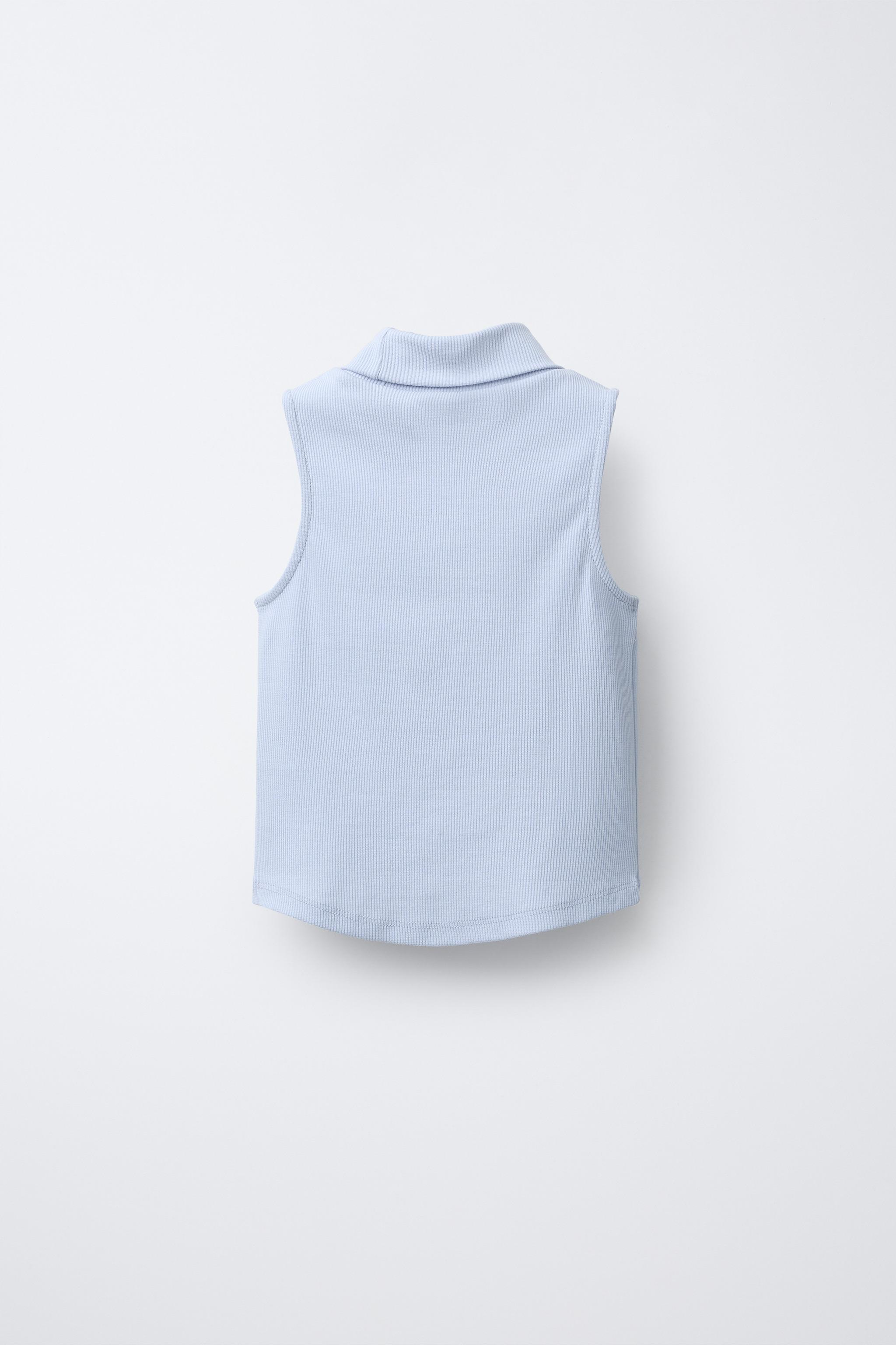 RIBBED TURTLENECK T-SHIRT WITH STAR STUDS - White | ZARA United States