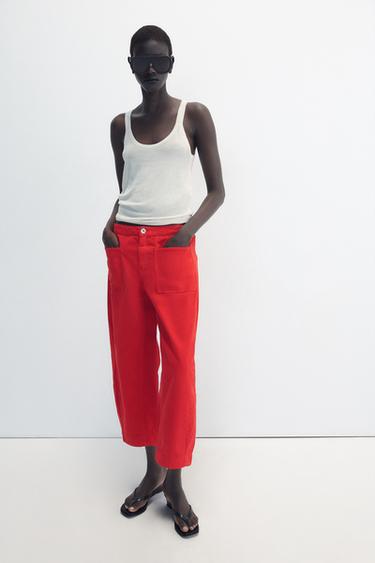 Zara ZW COLLECTION BARREL PANTS - Red