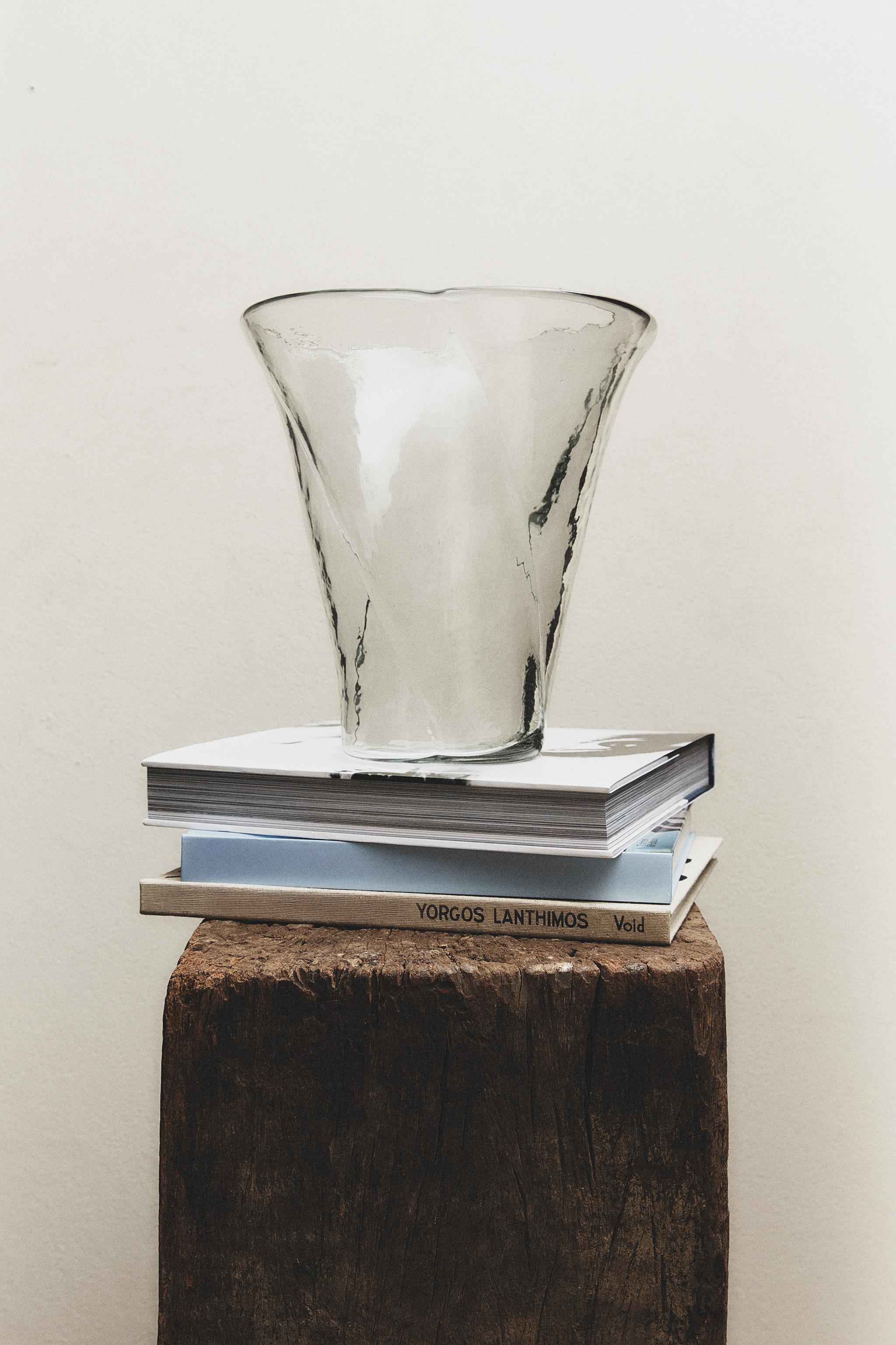GRAND VASE VERRE RECYCLABLE ONDULÉ