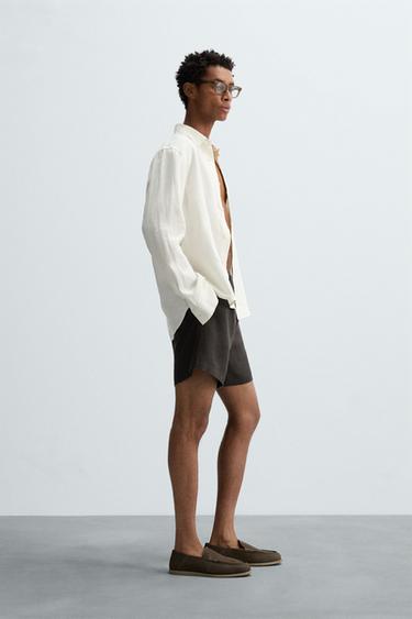 100% LINEN BERMUDA SHORTS - Anthracite grey by Zara - Image 3