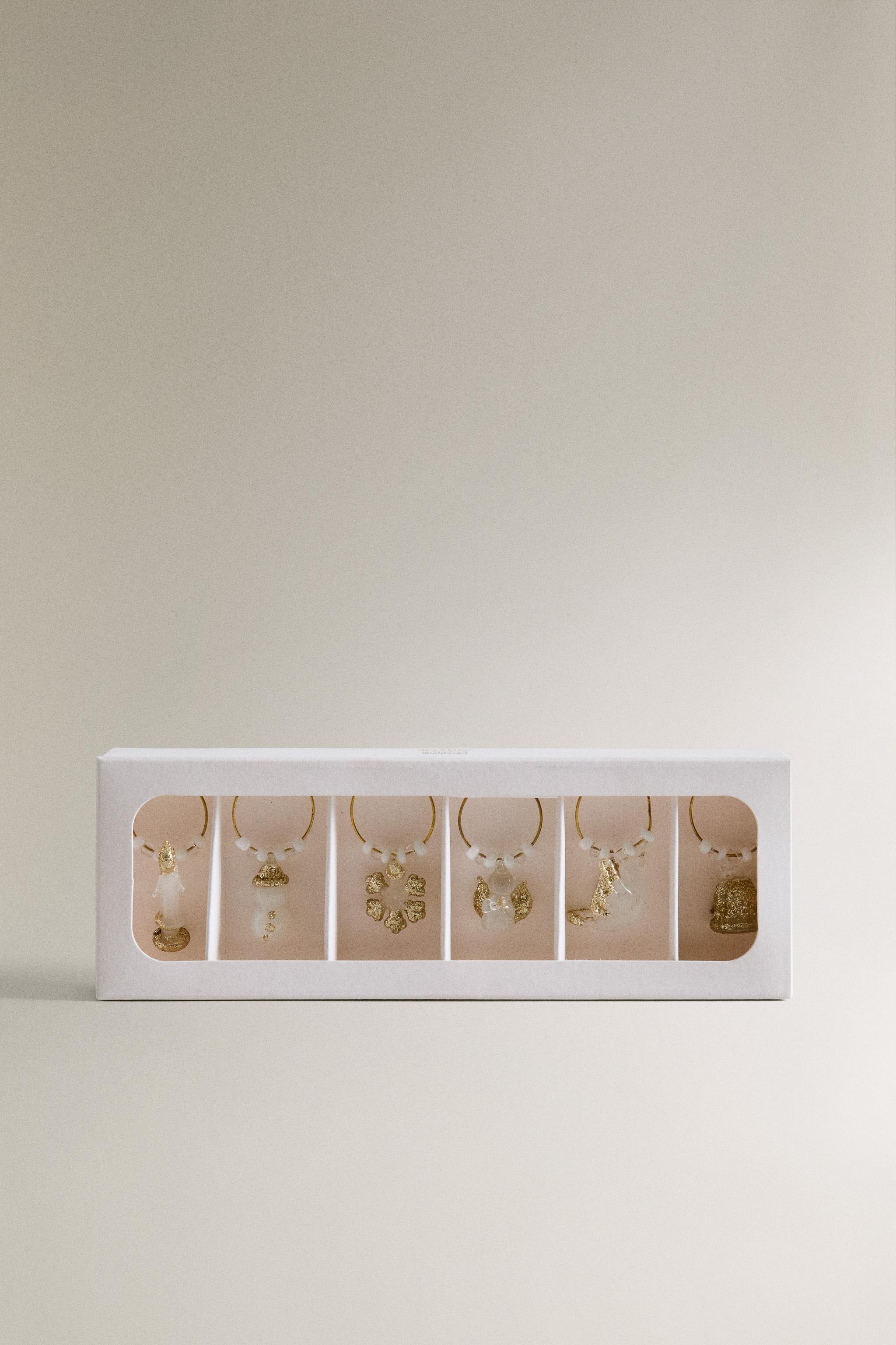 PACK OF SHINY GLASS CHRISTMAS CHARMS (PACK OF 6)