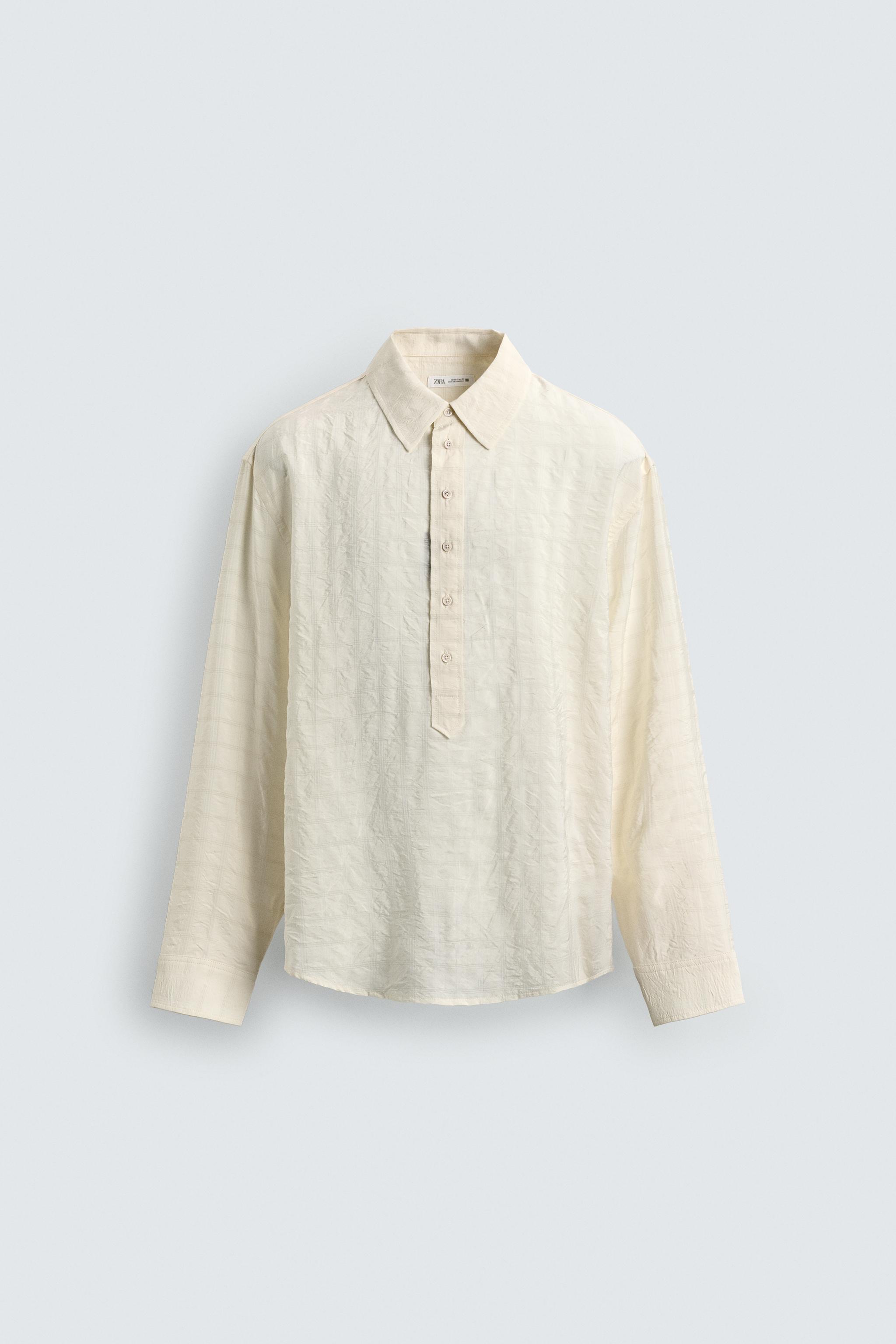 CHEMISE POLO JACQUARD CARREAUX EFFET FROISSÉ