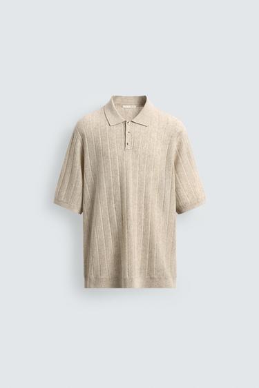 RIB KNIT POLO SHIRT - Ecru by Zara