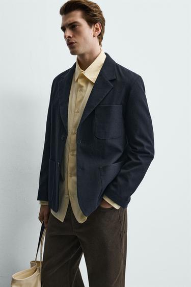 POCKET WOOL BLEND BLAZER - Navy blue by Zara - Image 6