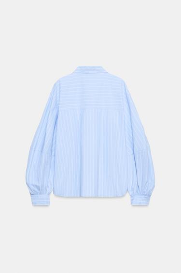STRIPED PUFF SLEEVE SHIRT - Cornflower blue by Zara - Image 6