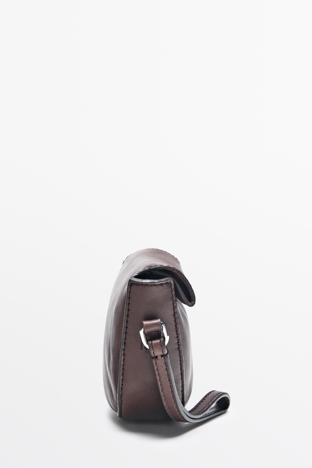 Nappa leather mini crossbody bag — Brown marl