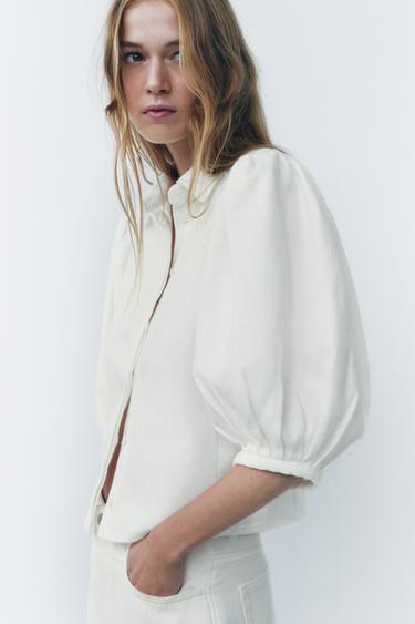 BLOUSE EN JEAN ZW COLLECTION - Blanc cassé de Zara - Image 1