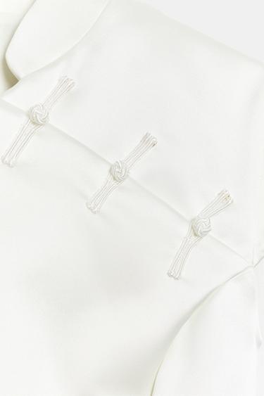 SATIN MINI DRESS WITH FROG FASTENING - Oyster-white by Zara - Image 8
