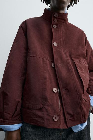 VESTE BOXY À POCHES - Bordeaux de Zara - Image 4