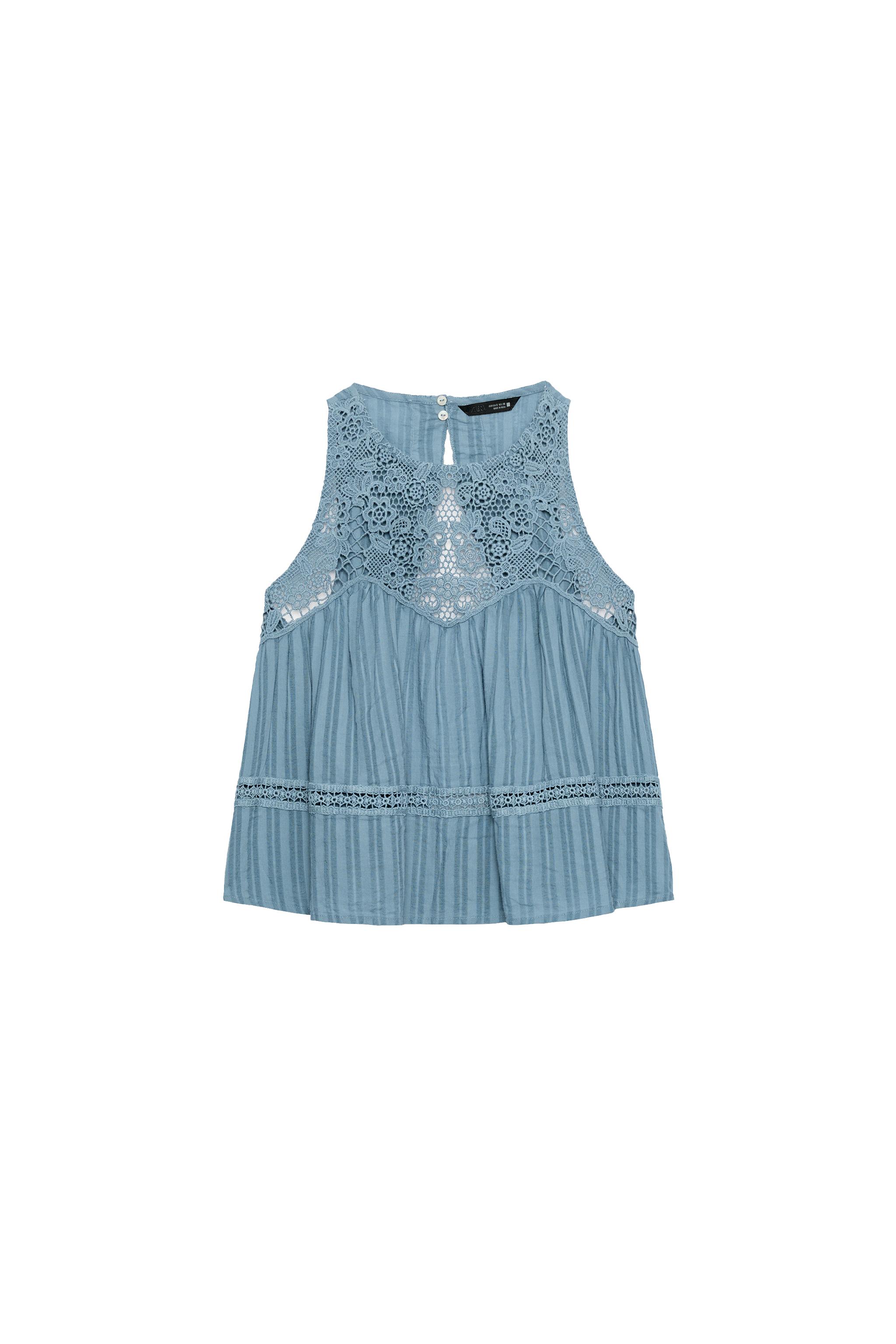 TOP WITH OPEN BACK - Blue/White | ZARA India
