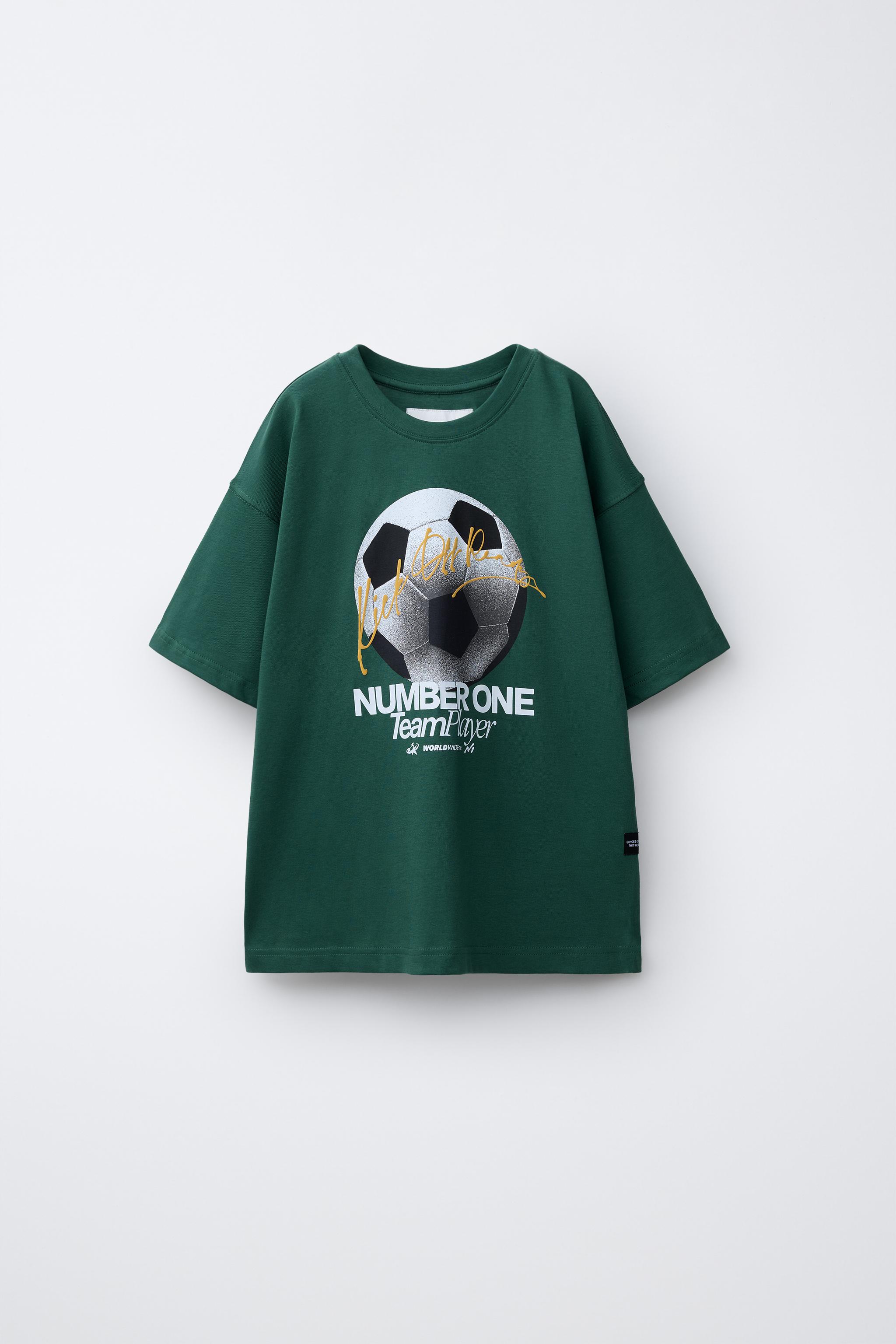 佐野玲於 着Wasted Youth Soccer Game Shirt FOOTBALL PRINT T-SHIRT - GREEN | ZARA South Africa