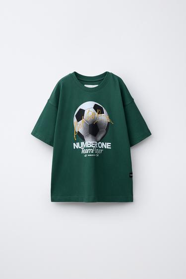 FOOTBALL PRINT T-SHIRT - GREEN by Zara - Image 0