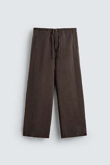 بنطلون منسدل فيت مريح - بني الخاص بـ Zara
