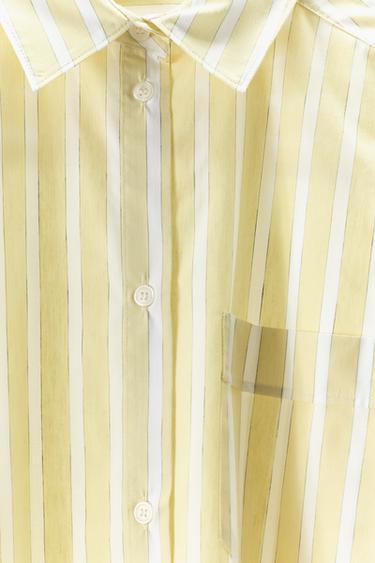 STRIPED PYJAMA SHIRT - Yellow by Zara - Image 6