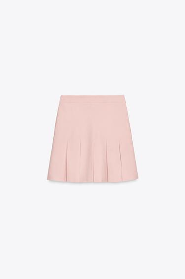 MINI-JUPE EN MAILLE PLISSÉE - Rose pastel de Zara - Image 1