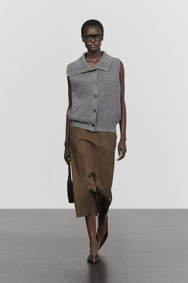 Gilet en maille 100 % laine à col cheminée - Cobalt de Zara - Image 0