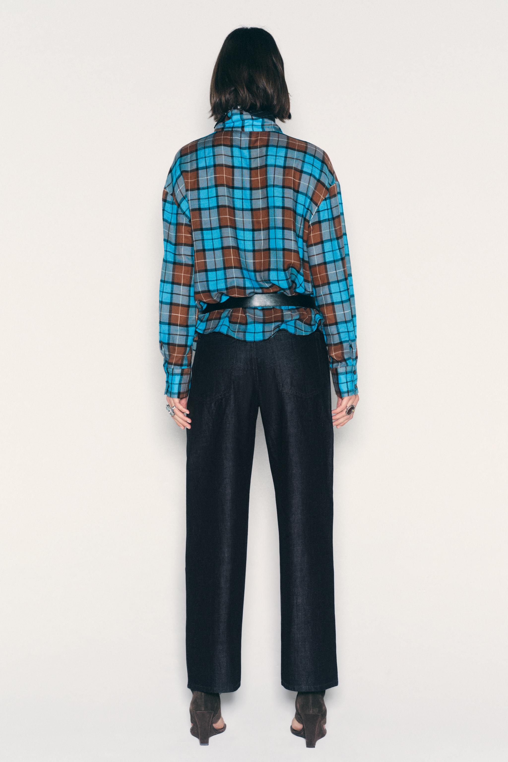 PLAID WRAP SHIRT - Brown-Blue | ZARA United States