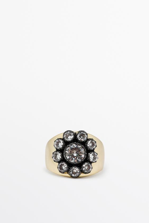 Zara Crystal rosette ring - Golden - Image 0