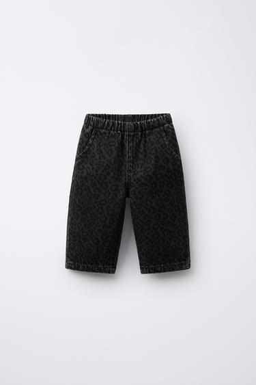 PANTALÓN DENIM BAGGY ANIMAL PRINT - Negro de Zara