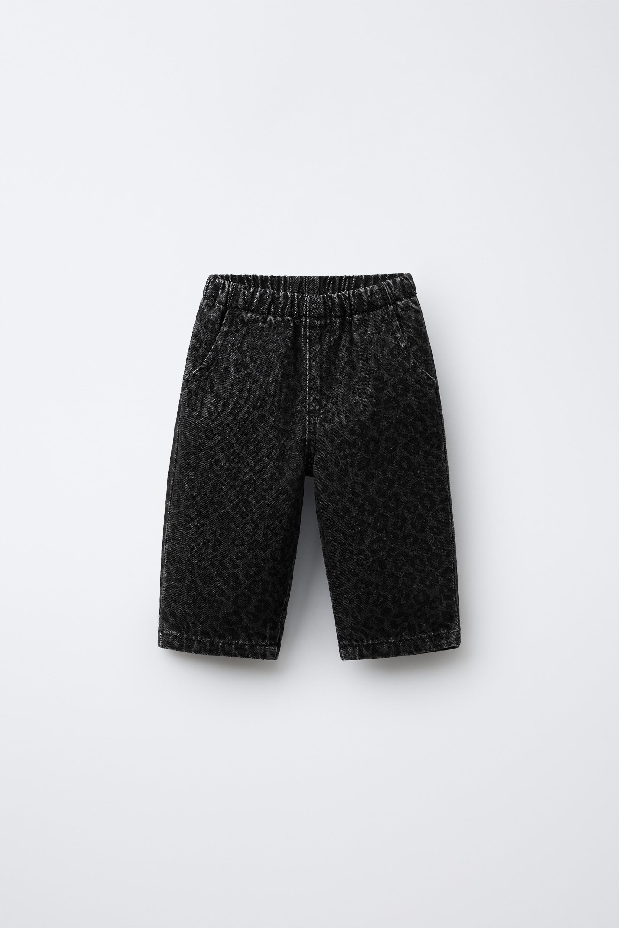 ANIMAL PRINT BAGGY DENIM PANTS