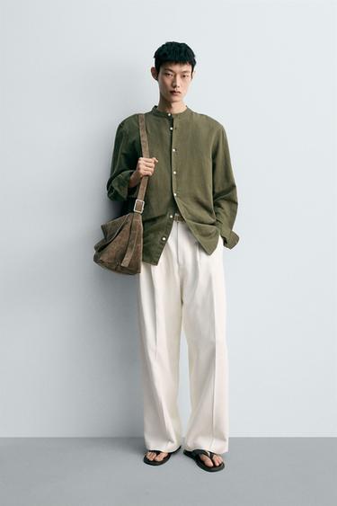 ÁO SƠ MI VẢI LINEN - COTTON - Kaki từ Zara