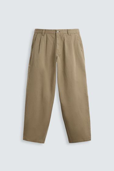 PANTALÓN RELAXED FIT PLIEGUES - Tostado de Zara