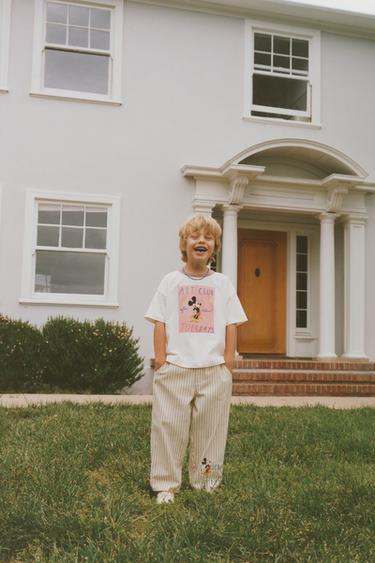 RELAXED CANVAS MICKEY MOUSE © DISNEY TROUSERS - Ecru / Navy by Zara