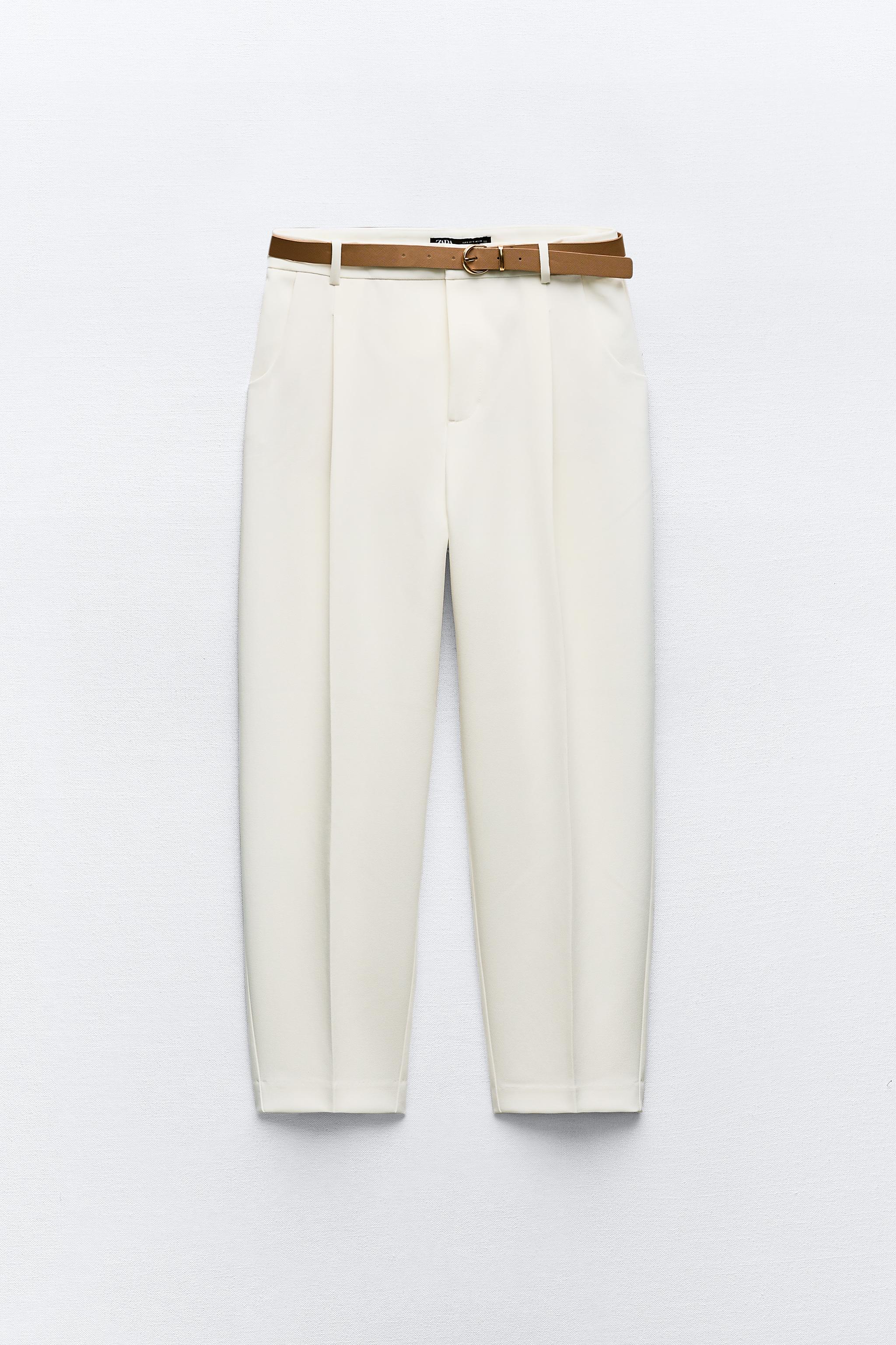 BELTED TAPERED PANTS - Light camel | ZARA United States