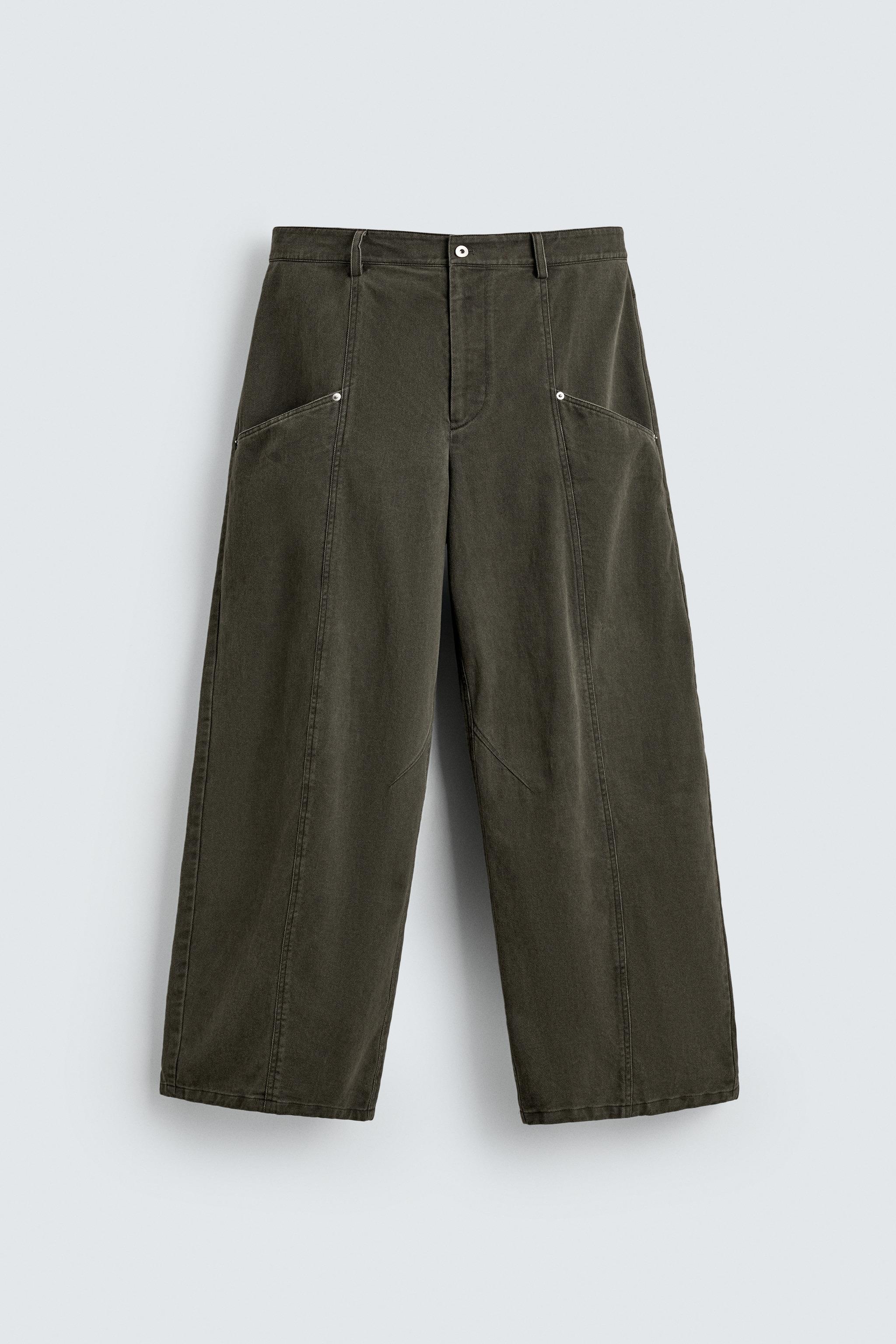 ワイドレッグパンツ ツイストシーム - カーキ | ZARA Japan / 日本