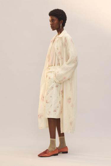 PRINTED SILK FROCK COAT - LIMITED EDITION - Oyster-white by Zara - Image 1