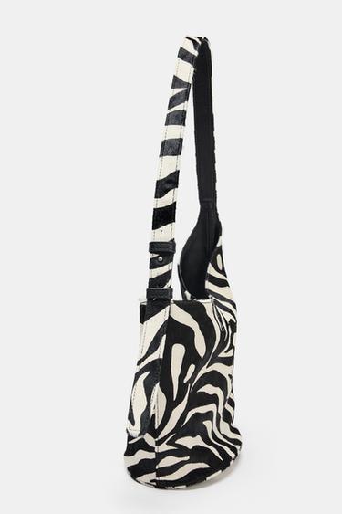 ASYMMETRIC SOFT LEATHER MINI BUCKET BAG - Zebra by Zara - Image 4