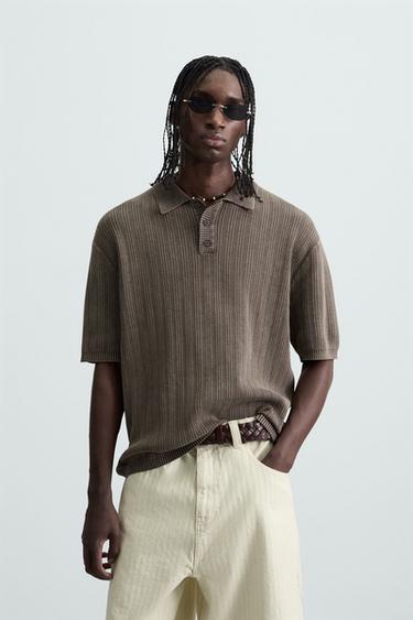 POLO DE MALHA ESTRUTURA LAVADA - Chocolate da Zara