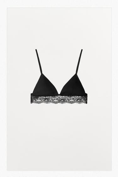 BRALETTE WITH POLYAMIDE LACE - Black by Zara