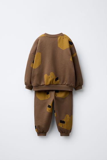 CONJUNTO JOGGING SUDADERA Y PANTALÓN JOGGER OSOS - Marrón / Topo de Zara