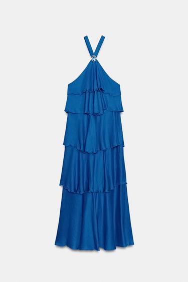 ROBE LONGUE À VOLANTS - Cobalt de Zara - Image 8