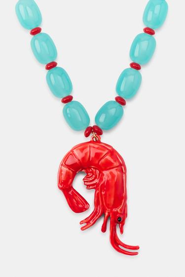 SHRIMP BEAD NECKLACE - Turquoise by Zara - Image 2